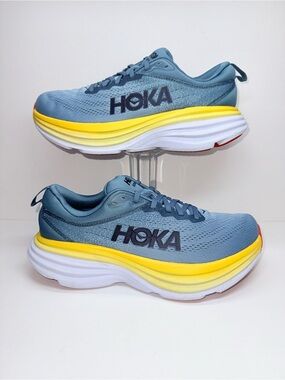 HOKA BONDI 8 Grey Blue with Black Logo